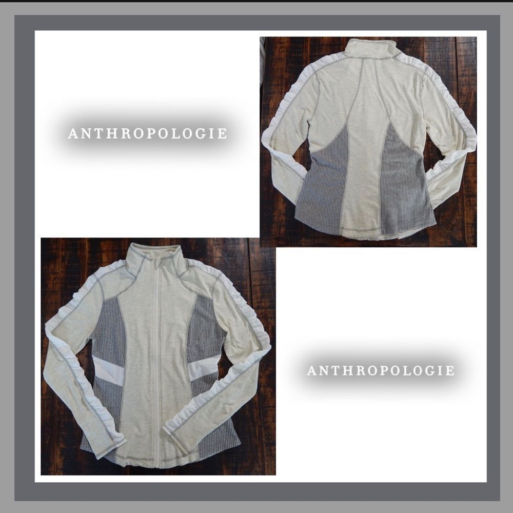 Anthropologie Mystree Grey/White w/ Gingham Print Full Zip Athletic Jack…